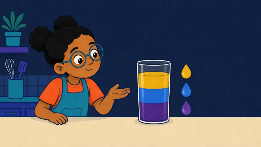 The same child presents temporary gold, blue, and plum liquid bands beside matching droplet tokens.
